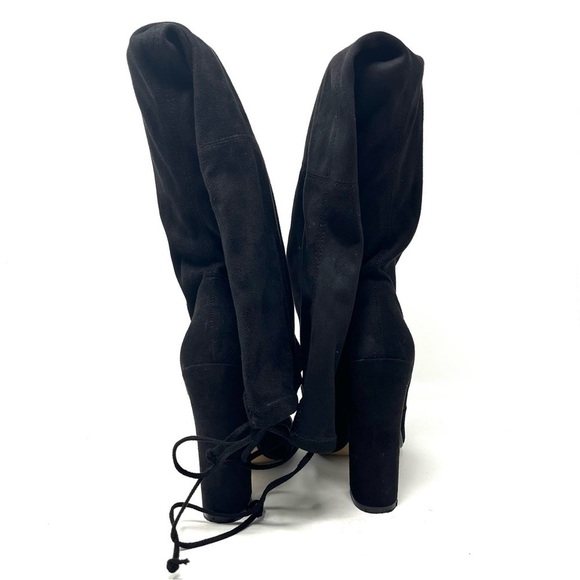 Steve Madden Elliana Peep Toe Over the Knee Boot Heel Black Faux Suede Size 8M - Picture 7 of 11